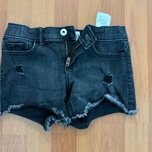 Black Distressed Denim Shorts